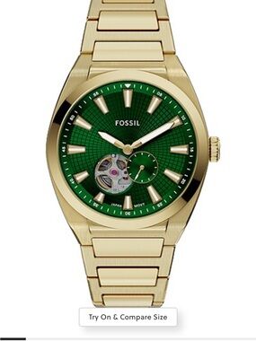 Fossil Gold-Tone Bracelet Watch with Green Dial